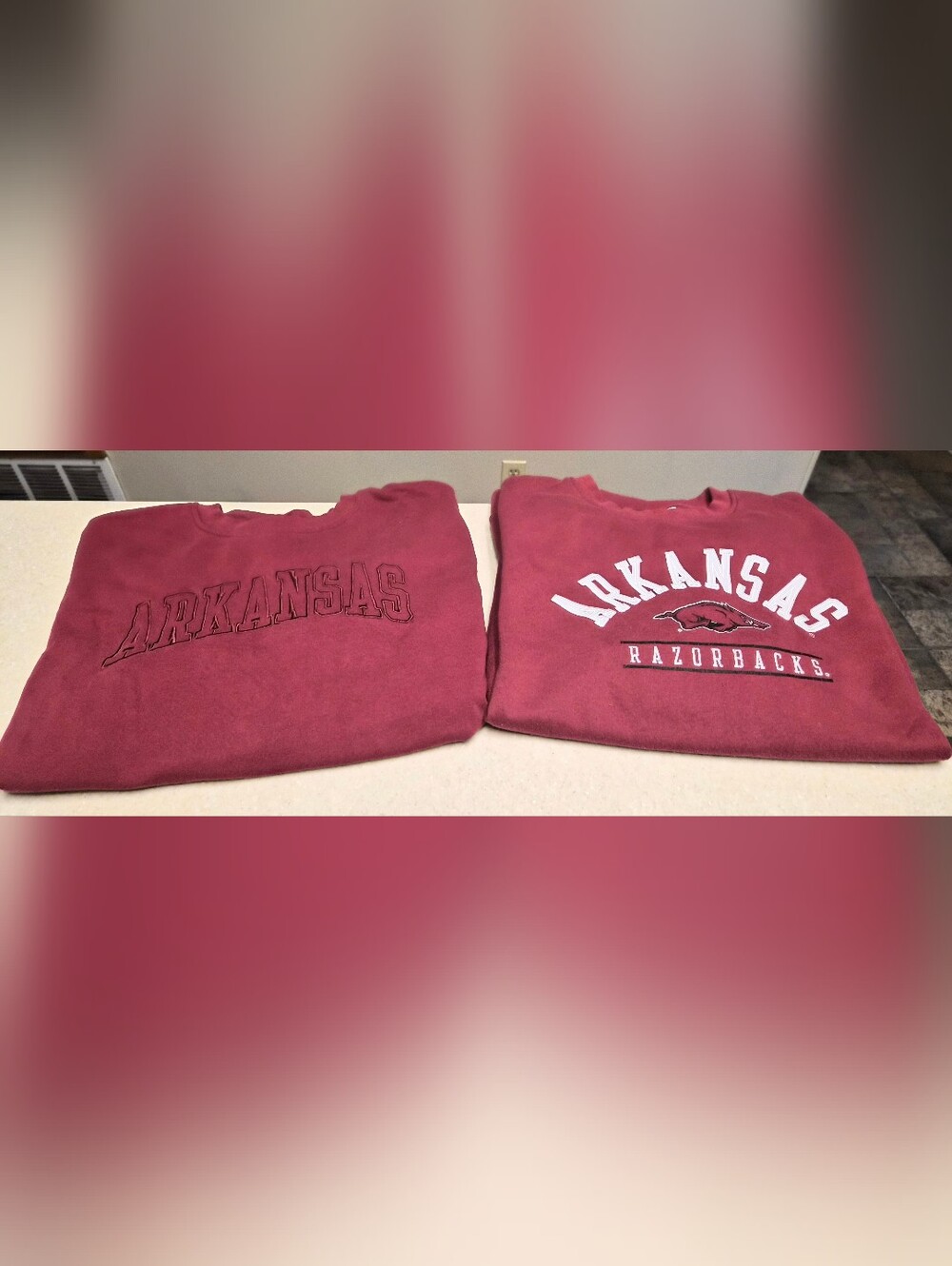 (2) Men's Champion Arkansas Razorbacks Crewneck Sweatshirts Sz. 2XL